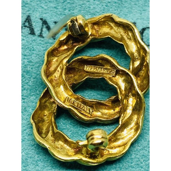 Vintage Tiffany & Co. 18K Yellow Gold & Blue Enamel Intertwined Circles Brooch - Picture 5 of 8